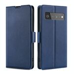 Per Google Pixel 6 Pro fibbia laterale a tensione ultra-sottile PU + TPU Custodia in pelle flip orizzontale con supporto e slot per schede (blu)