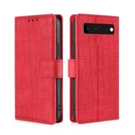 Per Google Pixel 6 Skin Self Tenere coccodrillo Trama Magnetica Chiusura magnetica Caso di cuoio in pelle PU con supporto e carte Slot & Portafoglio (rosso)