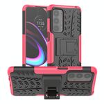 Per Motorola Edge (2021) Texture pneumatici TPU TPU + PC Cassa protettiva con supporto (rosa)