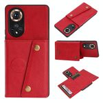 Per Honor 50 Doppio fibbia PU + TPU Cassa magnetica antiurto con slot e supporto per carte (rosso)