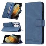 Per Samsung Galaxy S21 Ultra 5G Chiusura magnetica RFID Blocco Custodia in pelle antifurto con supporto e carta Slot & Portafoglio (blu)