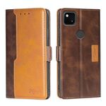 Per Google Pixel 4A Retro Texture Contrast Colore Fibbia Colore Flip Pelle Cassa del telefono in pelle con supporto (Brown Dark + Gold)