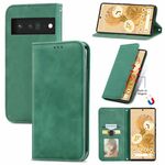 Per Google Pixel 6 Pro Retro Skin Feel Business Business Magnetic Horizontal Custodia in pelle flip con supporto e carte Slot & Portafoglio e cornice fotografica (verde)