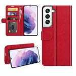 Per Samsung Galaxy S22 5G R64 Texture Singola custodia protettiva orizzontale orizzontale con supporto e carte e portafoglio e cornice fotografica (rosso)