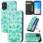 Per Doogee N40 Pro Caseneo Colorful in pelle magnetica con titolare e carta Slot & Portafoglio (Emerald)