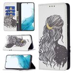 Per Samsung Galaxy S22 5G modello di disegno colorato invisibile magnetico collegata orizzontale flip custodia in pelle con supporto e carte slot e portafoglio (ragazza)