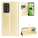 Per OPPO Realme GT Neo2 Crazy Horse Texture Custodia in pelle flip orizzontale con supporto e carte slot e cordino (oro)