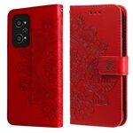 Per OPPO Realme GT Neo2 7-Petal Flowers Embossed flip custodia in pelle flip con titolare e slot per schede (rosso)