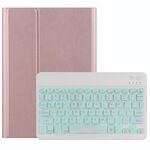 M10S 2 in 1 tastiera bluetooth rimovibile + custodia per tablet in pelle con retroilluminazione e supporto per Lenovo Tab M10 TB-X505X (oro rosa)