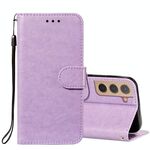 Per Samsung Galaxy S22 + 5G Cassa del telefono in pelle massello con supporto e carte e portafoglio e cordino (viola)