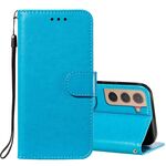 Per Samsung Galaxy S22 + 5G Cassa del telefono in pelle massello con supporto e carte Slot & Portafoglio e cordino (blu)