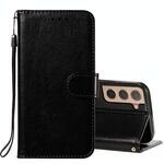 Per Samsung Galaxy S22 + 5G Cassa del telefono in pelle massello con supporto e carta Slot & Portafoglio e cordino (nero)