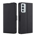 Per OnePlus 9RT 5G Laterale laterale a tensione ultra-sottile in pelle orizzontale in pelle flip in pelle con supporto e slot per schede (nero)