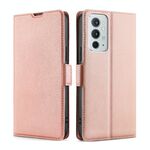 Per OnePLUS 9RT 5G Tensione ultra-sottile fibbia laterale orizzontale flip custodia in pelle flip con supporto e slot per schede (oro rosa)