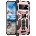 Per Google Pixel 6 Pro Armour TPU TPU + PC Cassa del telefono magnetico con supporto (oro rosa)