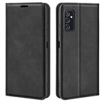 Per Samsung Galaxy M52 5G custodia in pelle magnetica in pelle retrò con supporto e carta slot e portafoglio (nero)