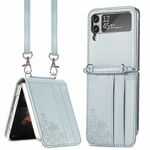 Per Samsung Galaxy Z Flip 3 5G Diagonal Lanyard Custodia con cartolina in rilievo (argento)