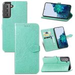 Per Samsung Galaxy S22 5G Mandala Flower Embossed Horizontal flip custodia in pelle con supporto e carta Slot & Portafoglio e cordino (verde)