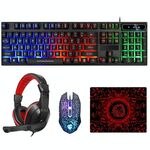 LD-126 4 in 1 tastiera luminosa + mouse + auricolare + set di pad mouse