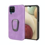 Cassa del telefono PU del supporto per anello per Samsung Galaxy A12 (viola)