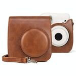 Borsa per fotocamera in pelle PU retrò full corpo con cinturino per Fujifilm Instax Mini 7+ (Brown)