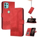 Per Motorola Moto G50 5G cubic skin sento custodia in pelle flip in pelle (rosso)