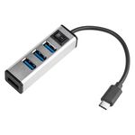 USB-C / Type-C a 4 porte USB 3.0 Hub in lega di alluminio con interruttore (argento)