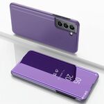 Per Samsung Galaxy S22 5G Custodia a specchio orizzontale a specchio orizzontale con supporto (blu viola)