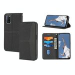 Per cuciture texture a tessuto OPPO A52, custodia a flip orizzontale in pelle PU con supporto e carta slot e portafoglio e cordino (nero)