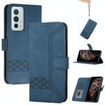 Cassa del telefono in pelle flip pelle cubica per OnePlus 9RT 5G (blu)