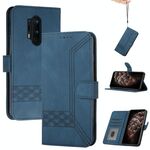 Cassa del telefono in pelle flip pelle cubica per OnePlus 8 Pro (blu)