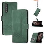 Per LG Stylo 7 5G cubic skin sento cassa del telefono in pelle flip (verde scuro)