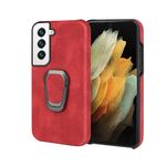 Cassa del telefono PU del supporto per anello per Samsung Galaxy S22 5G (rosso)