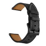 Per Amazfit GTS 3 / GTS 2e Cinturino per orologio in pelle con filo per cucire di primo strato (nero)