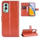 Per OnePlus Nord 2 5G Crazy Horse Texture Custodia orizzontale in pelle flip con titolare e carte slot e cordino (marrone)