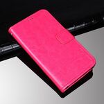 Idewei Crazy Horse Texture Custodia in pelle flip orizzontale con supporto e carte slot e portafoglio per OnePlus Nord 2 5G (Rose Red)