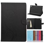 Per Samsung Galaxy Tab S6 Lite / P610 Butterfly Flower Embossing Pattern Cassa in pelle flip orizzontale con titolare e slot per schede e portafoglio (nero)