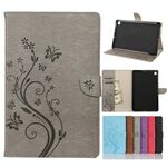 Per Samsung Galaxy Tab S6 Lite / P610 Butterfly Flower Embossing Pattern Custodia in pelle flip orizzontale con supporto e carta Slot e portafoglio (Grigio)