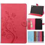 Per Samsung Galaxy Tab S6 Lite / P610 Butterfly Flower Embossing Pattern Caso di cuoio flip orizzontale con supporto e carte Slot e portafoglio (Magenta)