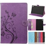 Per Samsung Galaxy Tab S6 Lite / P610 Butterfly Flower Embossing Pattern Horizontal flip custodia in pelle con supporto e carte slot e portafoglio (viola)
