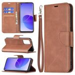 Per OPPO Reno6 5G Retro Lambskin Texture Pure Color orizzontale Flip Custodia in pelle PU con supporto e carte Slot & Portafoglio e cordino (Brown)