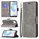 Per OPPO Realme C21 / C20 Retro Lambskin Texture Pure Color Horizontal Flip Custodia in pelle PU con supporto e carte Slot & Portafoglio e cordino (grigio)