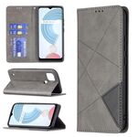 PER OPPO REALME C21 / C20 Rhombus Rhombus Texture Custodia a flip orizzontale in pelle magnetica con supporto e slot per schede (grigio)