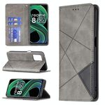 Per OPPO Realme 8 5G / V13 Rhombus Rhombus Texture orizzontale flip custodia in pelle magnetica con supporto e slot per schede (grigio)