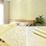 0.6 x 5m Stile pastorale Damasco PVC Sfondi autoadesivi Sfondi Ristorante Milk Tea Shop Adesivi di vetro (Beige Rose)