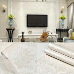 0.6 x 5m Stile pastorale Damasco PVC Sfondo autoadesivo Sfondo Ristorante Latte Tea Shop Adesivi di vetro (Beige Splendid)