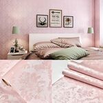 0.6 x 5m Stile pastorale Damasco PVC Sfondi autoadesivi Sfondi Ristorante Milk Tea Shop Adesivi di vetro (luce rosa chiaro splendido)
