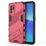 Per OPPO RENO6 Z PUNK Armor 2 in 1 PC + custodia antiurto TPU con supporto invisibile (rosso chiaro)