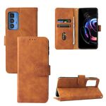 Pelle di colore massiccio Sensazione della pelle magnetica Fibbia MAGNETICA Flip Flip Texture in pelle PU con supporto e carte Slot & Portafoglio per Motorola Moto Edge 20 Pro (Brown)