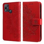 Caso di cuoio dell'Incorporazione orizzontale del modello di rilievo del modello 7-petalo del petalo con custodia in pelle PU con titolare e schede slot e portafoglio e cornice per infinix intelligente 5 / hot 10 lite / x657 (rosso)